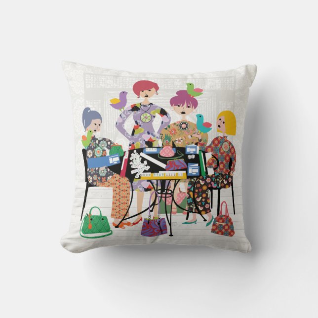 Mah Jong Birds Kussen (Voorkant)