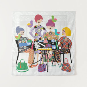 Mah Jong Birds Tapestry Wandkleed