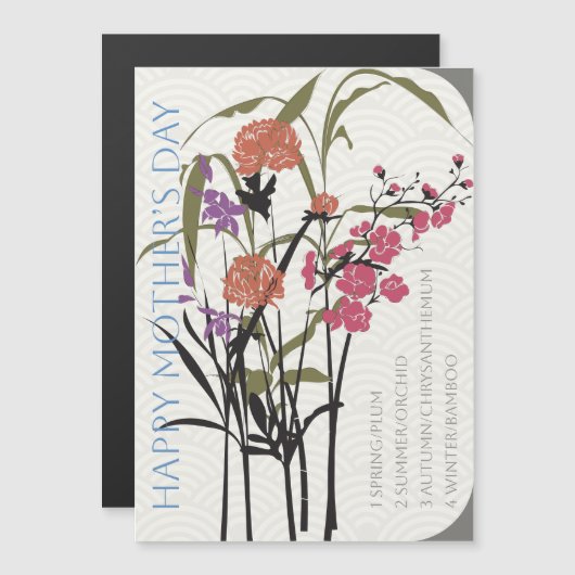 Mah Jong Bloemen Moederdag Flat Magnet (Voorkant / Achterkant)