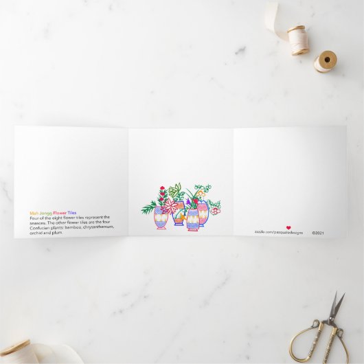 Mah Jong Bloementuin Drieluik Kaart (Binnen)