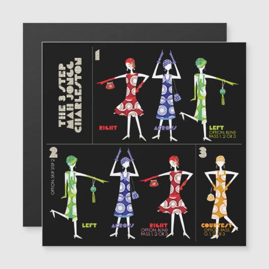 Mah Jong Charleston platte magneet Magnetische Uitnodiging (Voorkant / Achterkant)