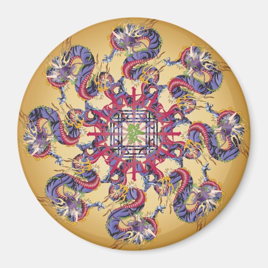 Mah Jong Dragon Jaar Magneet (Voorkant)