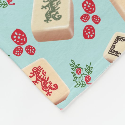 Mah jong Dragon Tegel Fleece Deken (Hoek)
