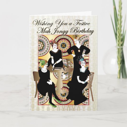 Mah Jong feestelijke verjaardag Kaart (Voorkant)