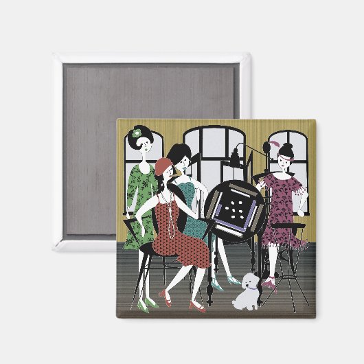 Mah Jong Flappers Hondenmagneet Magneet (Voorkant / Achterkant)