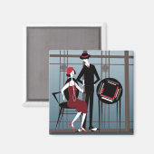 Mah Jong Flappers Paar Magneet (Voorkant / Achterkant)