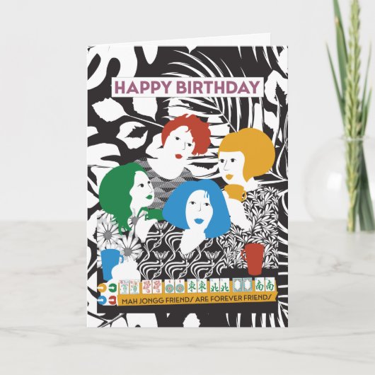 Mah Jong Friends Birthday Kaart (Voorkant)