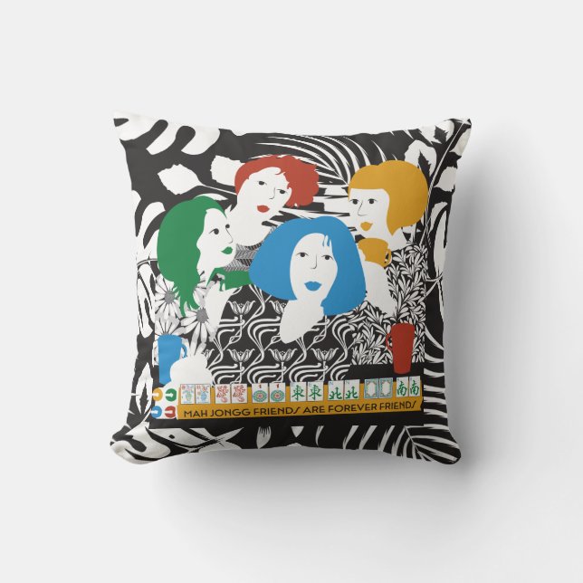 Mah Jong Friends Pillow Kussen (Voorkant)