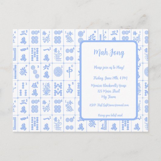 Mah Jong Game Invitation Briefkaart (Voorkant)
