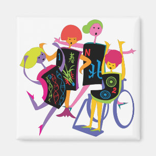 Mah Jong Happy Dance Witte Magneet