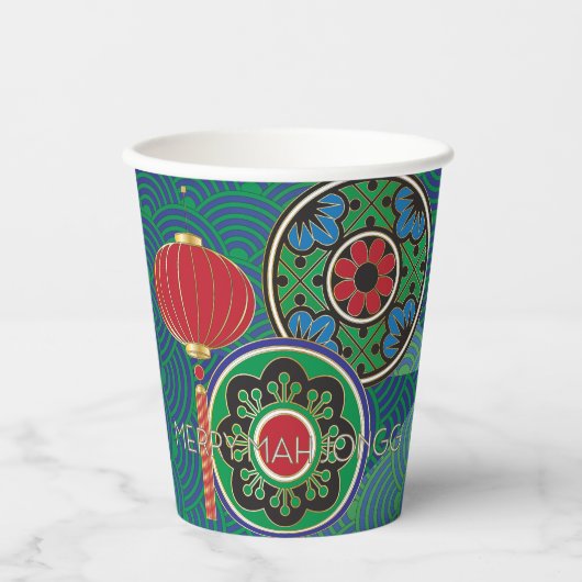Mah Jong Holiday Paper Cup Papieren Bekers (Voorkant)