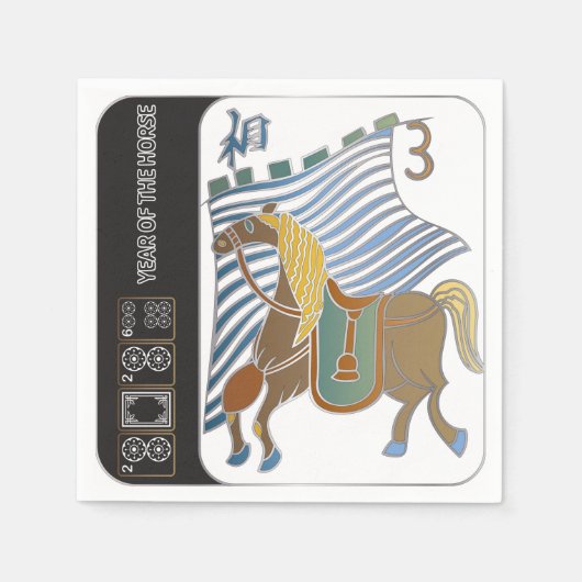 Mah Jong Horse Napkins Servet (Voorkant)