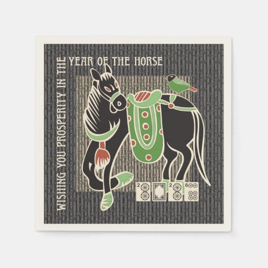 Mah Jong Horse Napkins Servet (Voorkant)