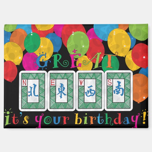 Mah Jong NIEUWS Verjaardagsmagnet Magneet (Voorkant)