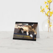 Mah Jong Notecard "Mahj-ing is vermoeiend!" Kaart (Gele Bloem)