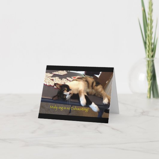 Mah Jong Notecard "Mahj-ing is vermoeiend!" Kaart (Voorkant)