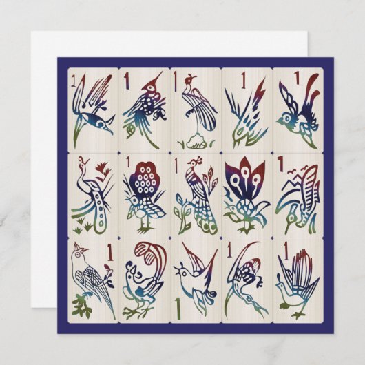 Mah Jong One Bams Flat Card Kaart (Voorkant / Achterkant)