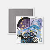 Mah Jong Porses Blauwe Magneet (Voorkant / Achterkant)