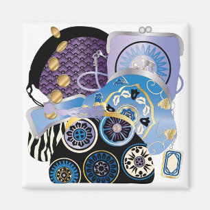 Mah Jong Porses Blauwe Magneet