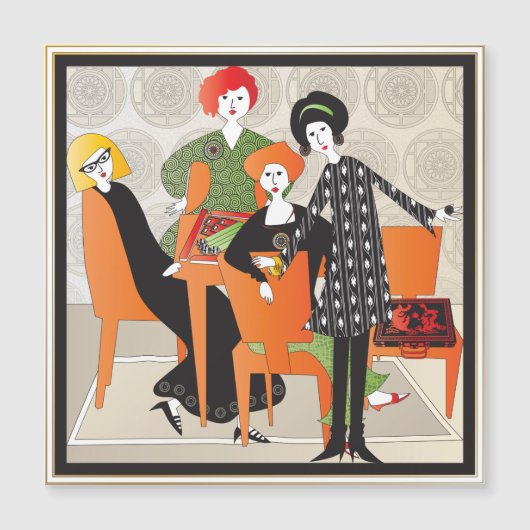 Mah Jong spel platte magneet (Voorkant)