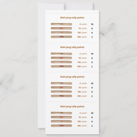 Mah-Jong tally points card - 1 Kaart (Voorkant)