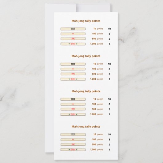 Mah-Jong tally points card - 2 Kaart (Achterkant)