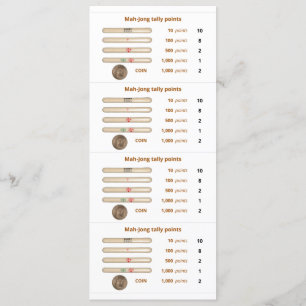 Mah-Jong tally points card - 3 (met munt) Kaart
