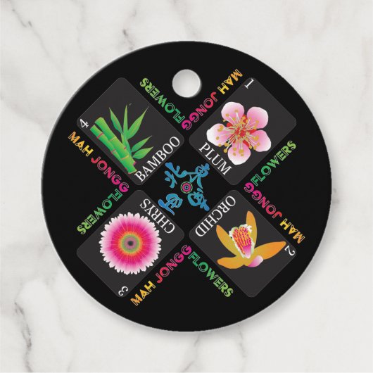 Mah Jongg 4 Bloemen Labels (Voorkant)