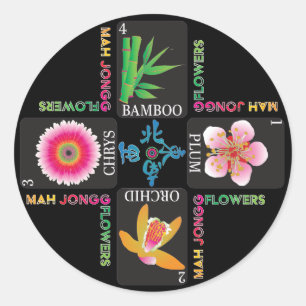 Mah Jongg 4 Bloemen Stickers