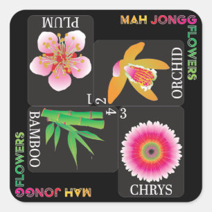 Mah Jongg 4 Bloemen Stickers