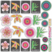 Mah Jongg 4 Bloemen Stickers (Voorkant)