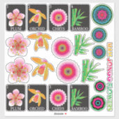 Mah Jongg 4 Bloemen Stickers (Vel)