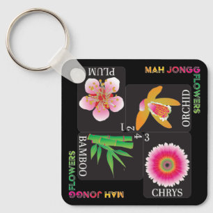 Mah Jongg 4 Flowers Sleutelhanger