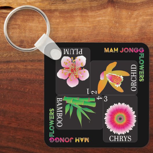 Mah Jongg 4 Flowers Sleutelhanger (Voorkant)