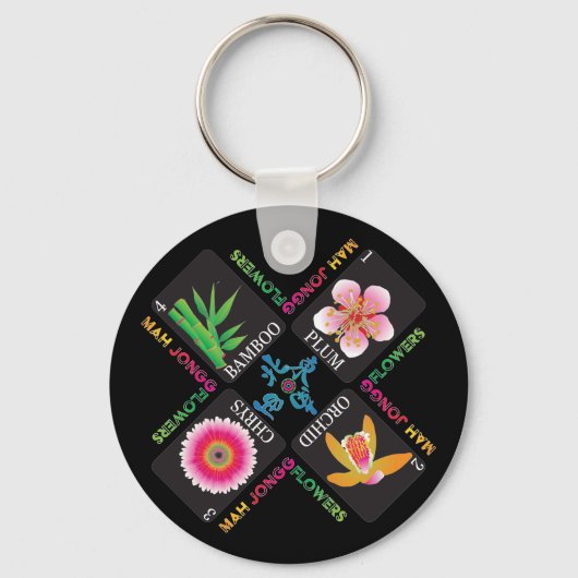 Mah Jongg 4 Flowers Sleutelhanger (Voorkant)