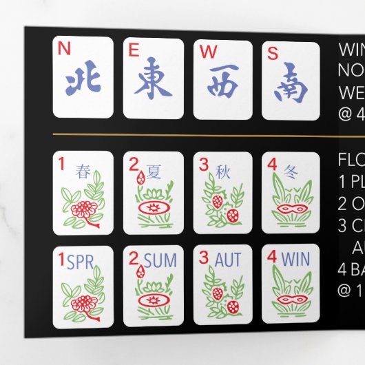 Mah Jongg Amerikaanse Tegels Drievoudige Kaart (Binnenzijde eerst)