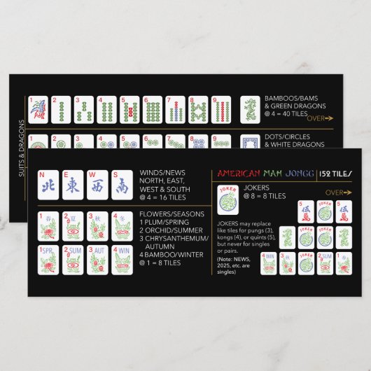 Mah Jongg Amerikaanse Tegels Kaart (Voorkant / Achterkant)