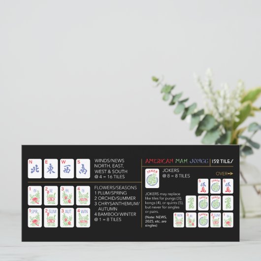 Mah Jongg Amerikaanse Tegels Kaart (Staand voorkant)