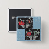 Mah Jongg Basket Brooch Vierkante Button 5,1 Cm (Voorkant /achterkant)