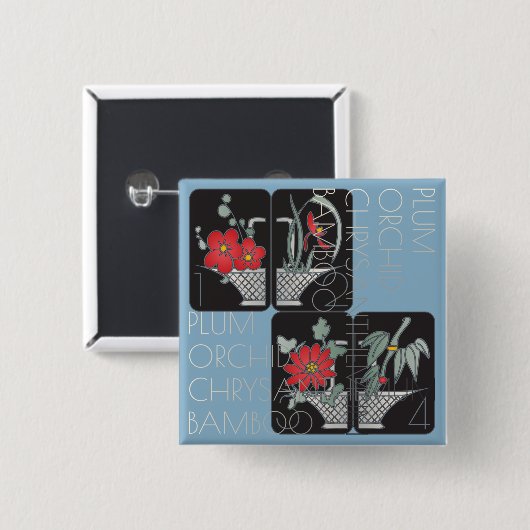 Mah Jongg Basket Brooch Vierkante Button 5,1 Cm (Voorkant /achterkant)