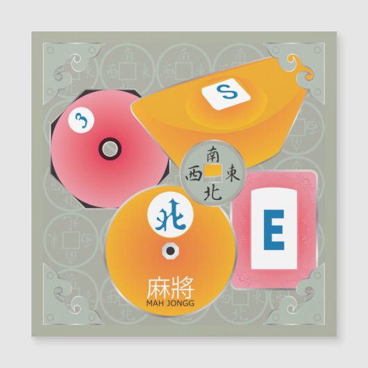 Mah Jongg Bettors Magnet Kaart (Voorkant)
