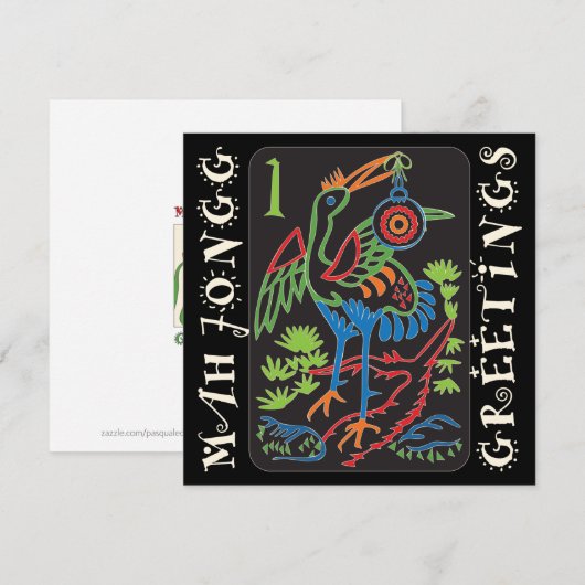 Mah Jongg Bird Groeten Flat Kaart (Voorkant / Achterkant)