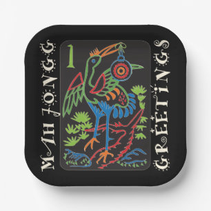 Mah Jongg Bird Groeten Papieren Borden Papieren Bordje