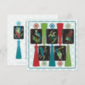 Mah Jongg Bird Tassels Flat Kaart (Voorkant / Achterkant)