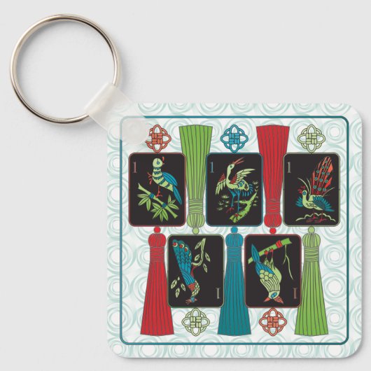 Mah Jongg Bird Tassels Sleutelhanger (Voorkant)