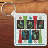 Mah Jongg Bird Tassels Sleutelhanger (Voorkant)