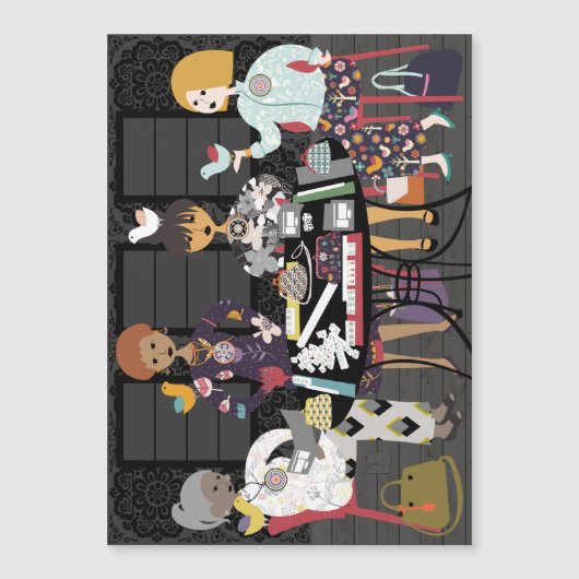 Mah Jongg Birds Magnetische Uitnodiging (Voorkant)