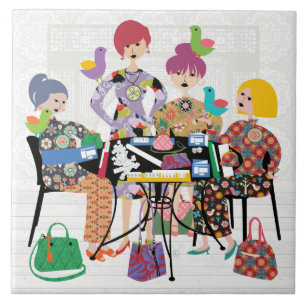 Mah Jongg Birds Tegel Tegeltje