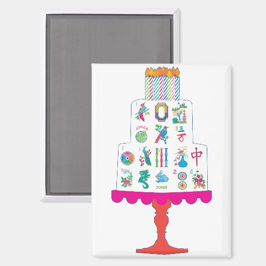 Mah Jongg Birthday Cake Magnet (Voorkant / Achterkant)