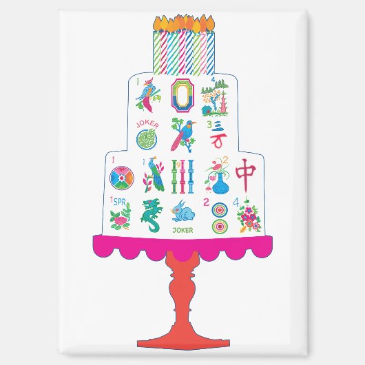 Mah Jongg Birthday Cake Magnet (Voorkant)